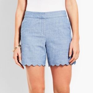 Talbots Womens Chambray Scallop Hem Cotton‎ Shorts 6